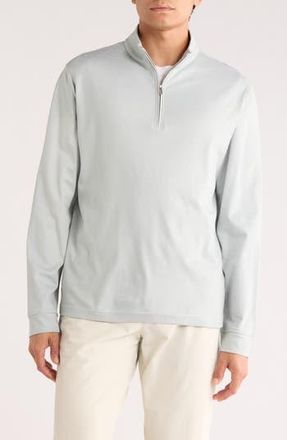 David Donahue Stripe Quarter Zip Pullover Sweater in White/Sage at Nordstrom Rack, Size Xx-Large