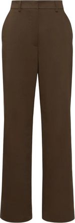 Max Mara Katoenen Satijnen Broek - Dames - Straight fit broeken - Bruin - 2XS - Katoen - Broeken