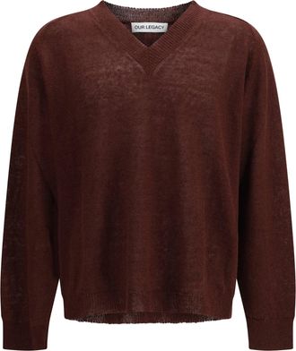 Our Legacy Mens V-Neck Sweater Cabernet Linen