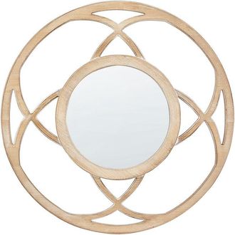 Beliani Espejo decorativo redondo moderno para pared ø 60 cm hecho a mano marrón claro Iztapalapa