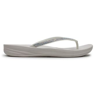 FitFlop Iqushion Sparkle Synthetic Womens Toe Post Sandals - Urban White - Size:UK 5