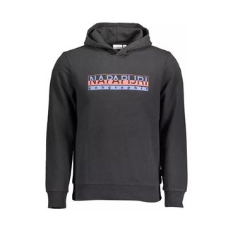 Napapijri Hoodies, male, Black, 2XL, Black Hooded Jumper with Print