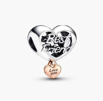 Pandora Best Friend Sterling Silver And 14K Rose Gold-Plated Charm