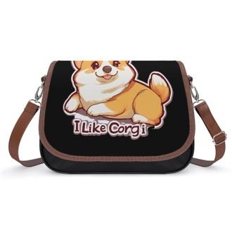 Generic I Like Corgi Dog Womens Crossbody Bag Fashion Shoulder Handbags Message Tote Bag with Adjustable Strap