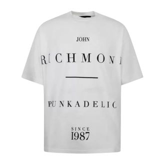 John Richmond Tops, Heren, Wit, M, Katoen, Heren Fashion T-Shirt Overhemd