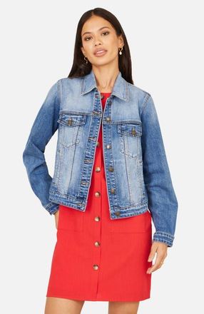 Yumi Stretch Washed Denim Jacket in Blue at Nordstrom, Size 14