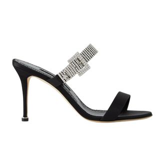 Manolo Blahnik Heeled Mules, female, Black, Size: 8 1/2 US Fibolta 90 Stiletto Flip-Flops