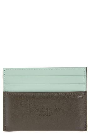 Givenchy Padded Colorblock Leather Card Case in Green/Brown at Nordstrom