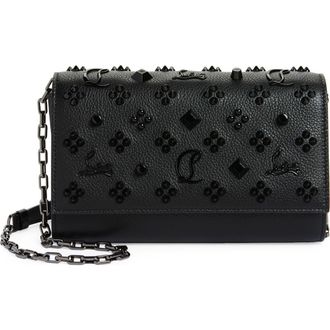 Christian Louboutin Paloma Studded Leather Clutch in Black at Nordstrom