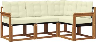 vidaXL Conjunto De Sof&aacute;s De Exterior 4 Uds. Natural Y Crema Vidaxl
