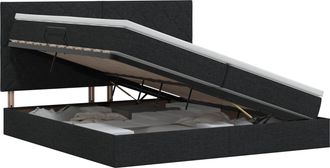 vidaXL Cama Con Almacenamiento Y Colch&oacute;n Negro 200 X 200 Cm Tela Vidaxl