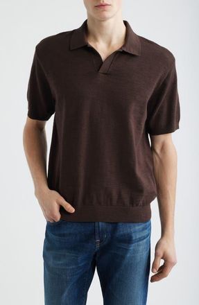 Madewell Johnny-Collar Cotton Slub Sweater Polo in Coffee Bean at Nordstrom, Size Xx-Large