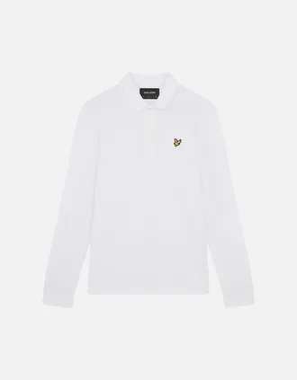 Lyle & Scott Mens Lyle & Scott Plain White Long Sleeved Polo Shirt - Size: 36
