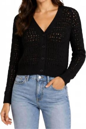 Autumn Cashmere Cropped Boxy Broken Rib Cardigan In Black