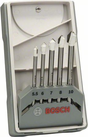 Bosch Professional Set Da 5 Pezzi Di Punte Per Piastrelle Set Cyl-9 Softceramic (per Piastrelle Di Ceramica Morbide, &Oslash; 5,5-10 Mm, Accessori Trapani) - Bosch