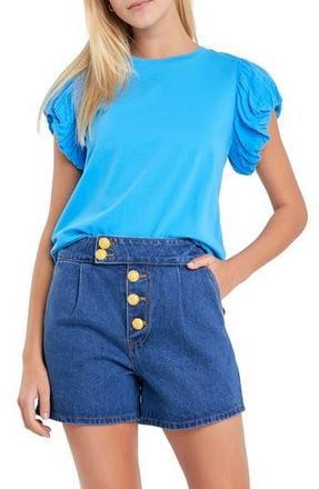 English Factory Puff Sleeve Shirt in Ocean Blue at Nordstrom Rack, Size Medium