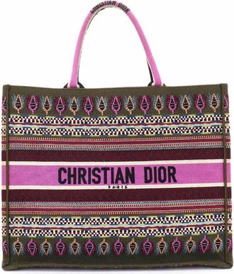 Dior Khaki Multi-Color Canvas Handbag Tote Bag (Pre-Owned)