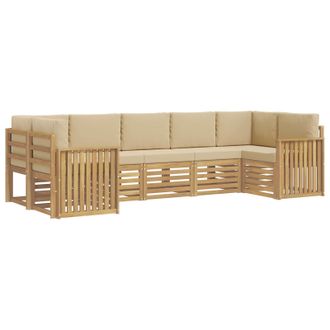 vidaXL Conjunto De Sof&aacute;s De Exterior 7 Uds. Y Beige Poli&eacute;ster Vidaxl