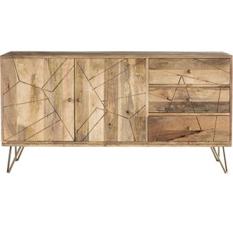 Miliboo Credenza incisa in mango e metallo dorato LINIUM