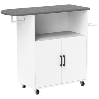 HOMCOM Mueble de planchar 125x43.5x102.5 cm blanco