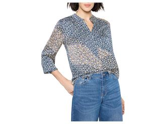 Nic+Zoe Petite Monogram Mix Top Womens Clothing Blue : PM, Polyester