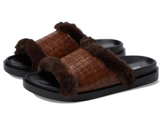 Stacy Adams Monty Sandals Mens M Cognac Crocodile Slip On Slide JOBB2265
