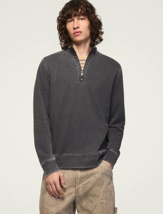 Lucky Brand Mens Venice Burnout French Terry 1/4 Zip Pullover