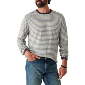 Faherty Cloud Reversible Cotton & Modal Crewneck T-Shirt in Navy Heather/stripe at Nordstrom Rack, Size Small