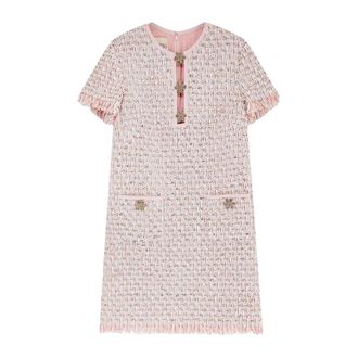 Valentino Short Dresses, female, Multicolor, XS, Embroidered Ribbon Tweed Dress