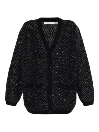 Gestuz button pocket cardigan - women - Polyester/Polyamide/Viscose/Wool - M - Black