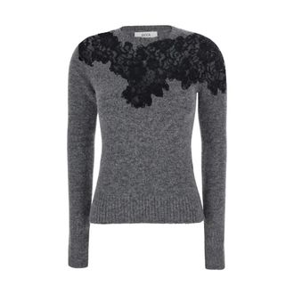 Jucca Maglione con dettagli in pizzo e scollo rotondo - - Knitwear - Donna - Grigio - L