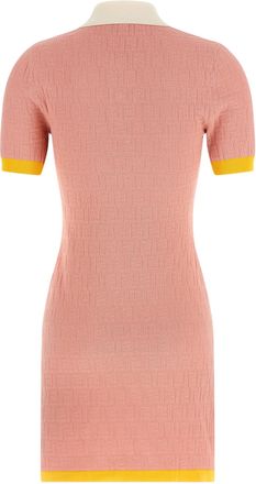 Fendi Color-Block Ribbed Cotton Polo Dress - Pink