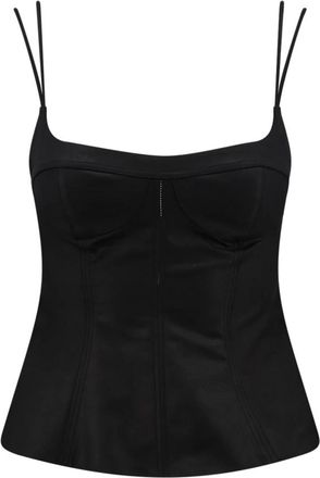 Stella McCartney Zwarte Topwear met Rits en Dubbele Schouderband - Dames - Tops zonder mouwen - Zwart - S - Katoen - Tops