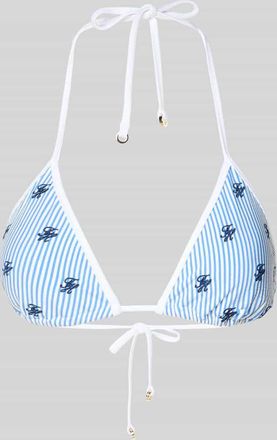 Tommy Hilfiger Bikini-Oberteil mit Logo-Stitching in Blau, Gr&ouml;&szlig;e XL