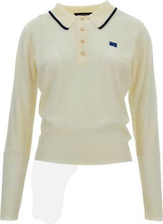 Wales Bonner Long-Sleeved Merino Wool Polo Shirt with Contrast Embroidery