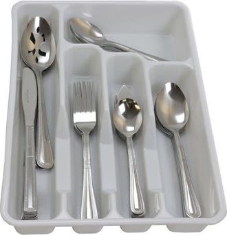 Gibson Home Basic Living Aston 45 Piece Flatware Set with Plastic Tray in Silver at Nordstrom