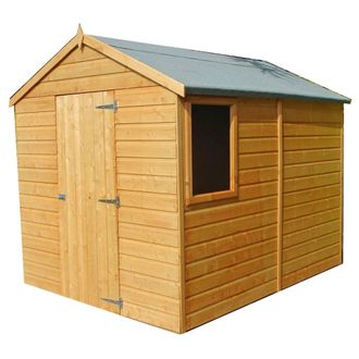 Shires Durham Single Door Tongue & Groove Garden Shed Workshop 8x6 ft in Brown