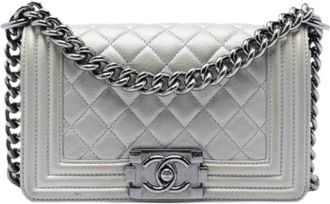 Chanel Pre-owned Quilted Caviar Crossbody Bag - Dames - Vintage Schoudertas - Grijs - ONE Size - Leer - Vintage