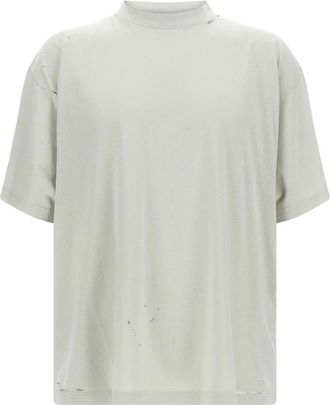 Balenciaga Tops, Dames, Beige, L, Katoen, Blackletter Script Oversized T-Shirt