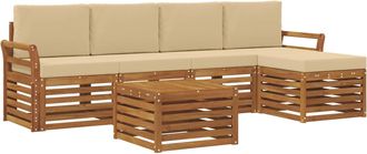 vidaXL Conjunto De Sof&aacute;s De Exterior 6 Uds. Natural Y Beige Vidaxl