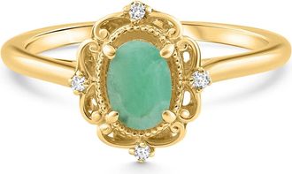 Pompeii3 1/2Ct Oval Emerald & Lab Grown Diamond Ring 10k White Gold