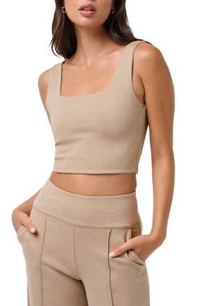 Travis Mathew Friday Ponte Square Neck Crop Tank in Heather Portabella at Nordstrom Rack, Size X-Large