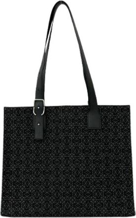 Loewe Pre-owned Anagram Canvas Leather Tote bag - Dames - Vintage Shopper - Zwart - ONE Size - Leer - Vintage