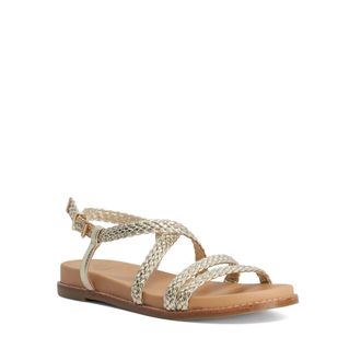 Dune London Womens Ladies Laite - Braided Flat Sandals - Gold - Size UK 3