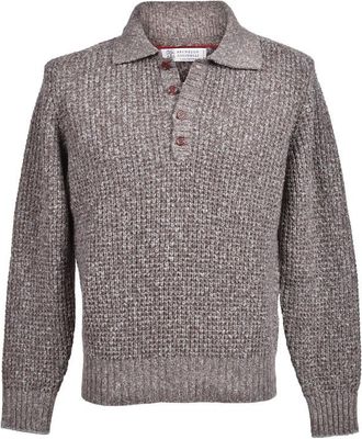 Brunello Cucinelli Brown Cashmere Wool Knit Sweater, Brand Size 54 (US Size 44)