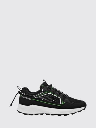 Plein Sport Striped Mesh Low-Top Sneakers with Drawstring Closure and Logo