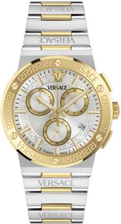 Versace Greca Logo Chronograph Bracelet Watch, 40mm in Ip Two Tone at Nordstrom