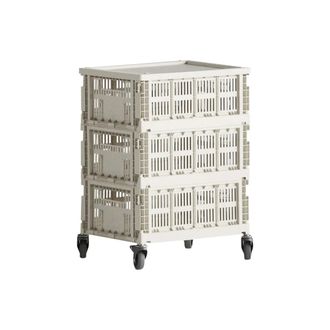 HAY Colour Crate Beistelltisch auf Rollen, medium, off white, recycled