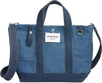 Nordstrom Small 125th Anniversary Structured Tote in Dark Denim Wash at Nordstrom