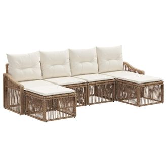 vidaXL Conjunto De Sof&aacute;s De Jard&iacute;n 6 Pcs Beige Rat&aacute;n Sint&eacute;tico Vidaxl